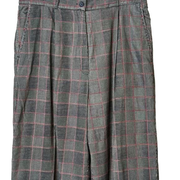 Talbots Size 16 Petite Black White Red Plaid Corduroy Pants Trousers - Picture 2 of 8